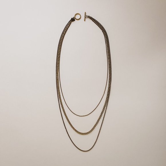 Park Lane 37" Long Multi Strand Antique Brass Tone Chain Layered Simple Necklace - Picture 6 of 7